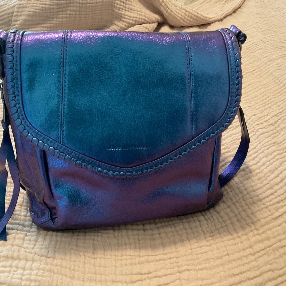 Aimee Kestenberg Iridescent Leather Blue Purple Handbag